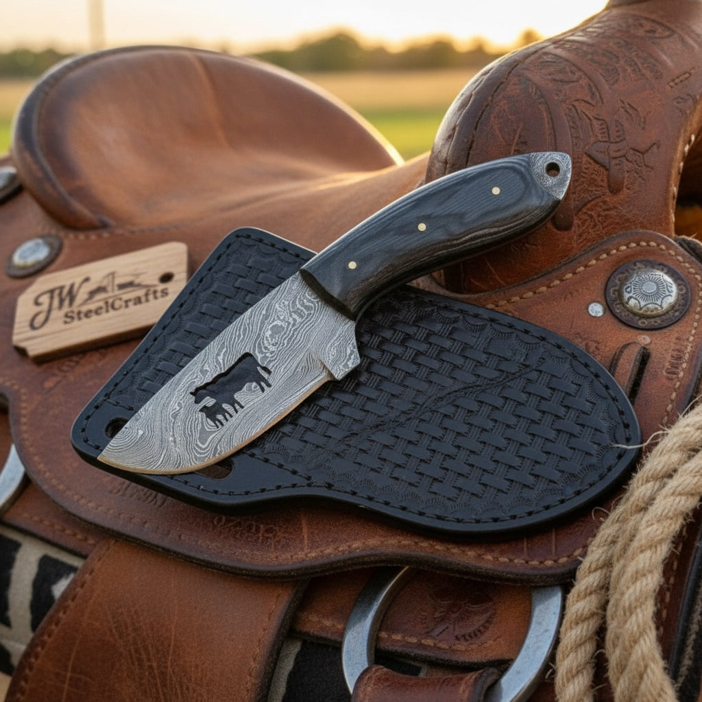 Longhorn Cattle Cross Ranch Knife 6