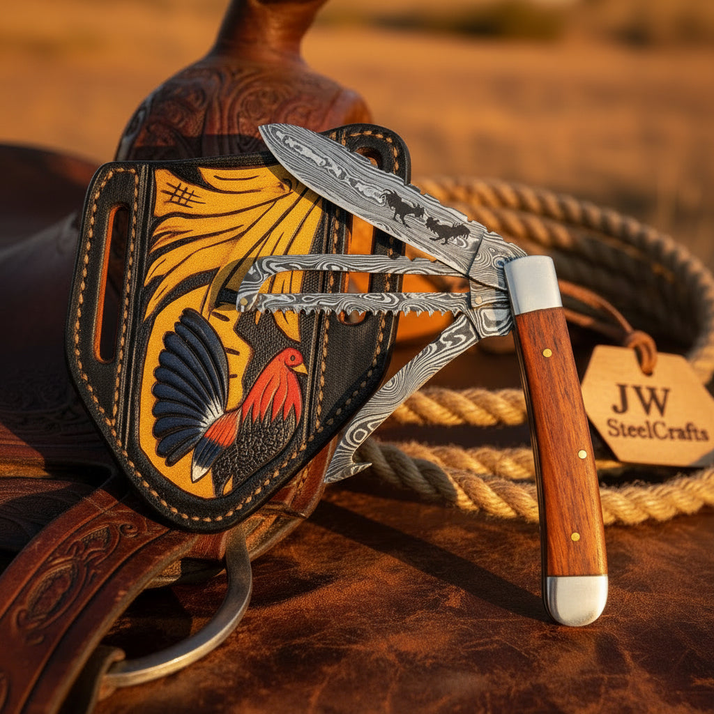 Rosewood Wolf Trail Trapper Folder Knife 7