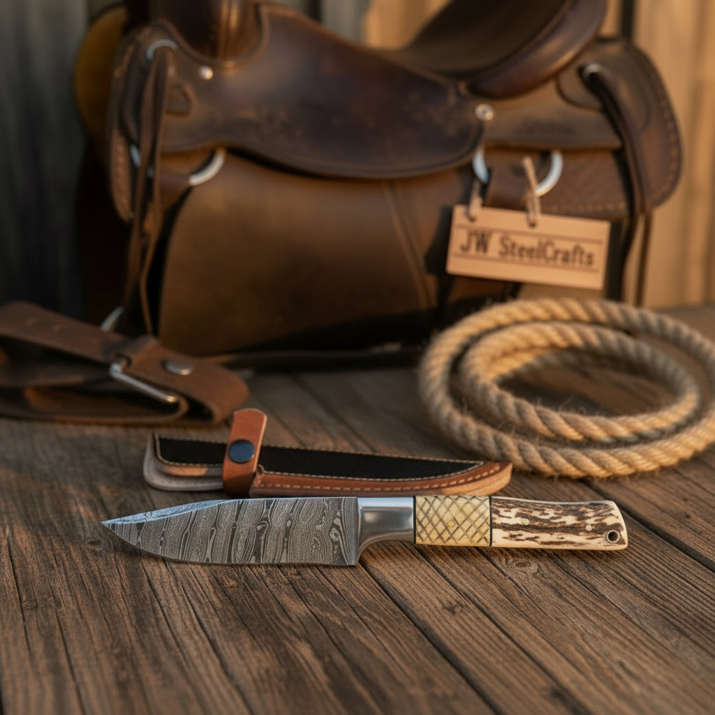 Frontier Stag Damascus Hunting Knife 9