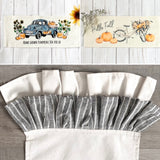 2 PANELS & RUNNER BUNDLE: RECTANGLE Holiday Panel Thanksgiving November Fall Autumn, farmhouse charcoal runner: VINTAGE SUNFLOWER PUMPKIN TRUCK / FALL BIKE +  CHARCOAL/CREAM TABLE RUNNER