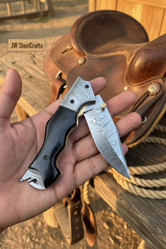 Ironclad Tanto Folder 8" Handmade High-Carbon Steel Micarta Handle by JW SteelCrafts