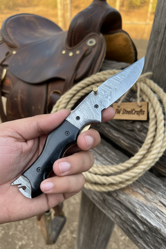 Ironclad Tanto Folder 8" Handmade High-Carbon Steel Micarta Handle by JW SteelCrafts, product image 4