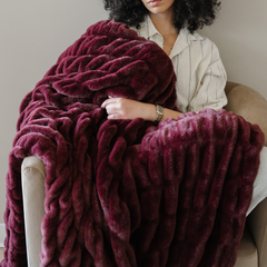 Double Ruched Faux Fur XL Throw Blankets by Saranoni, product image 12