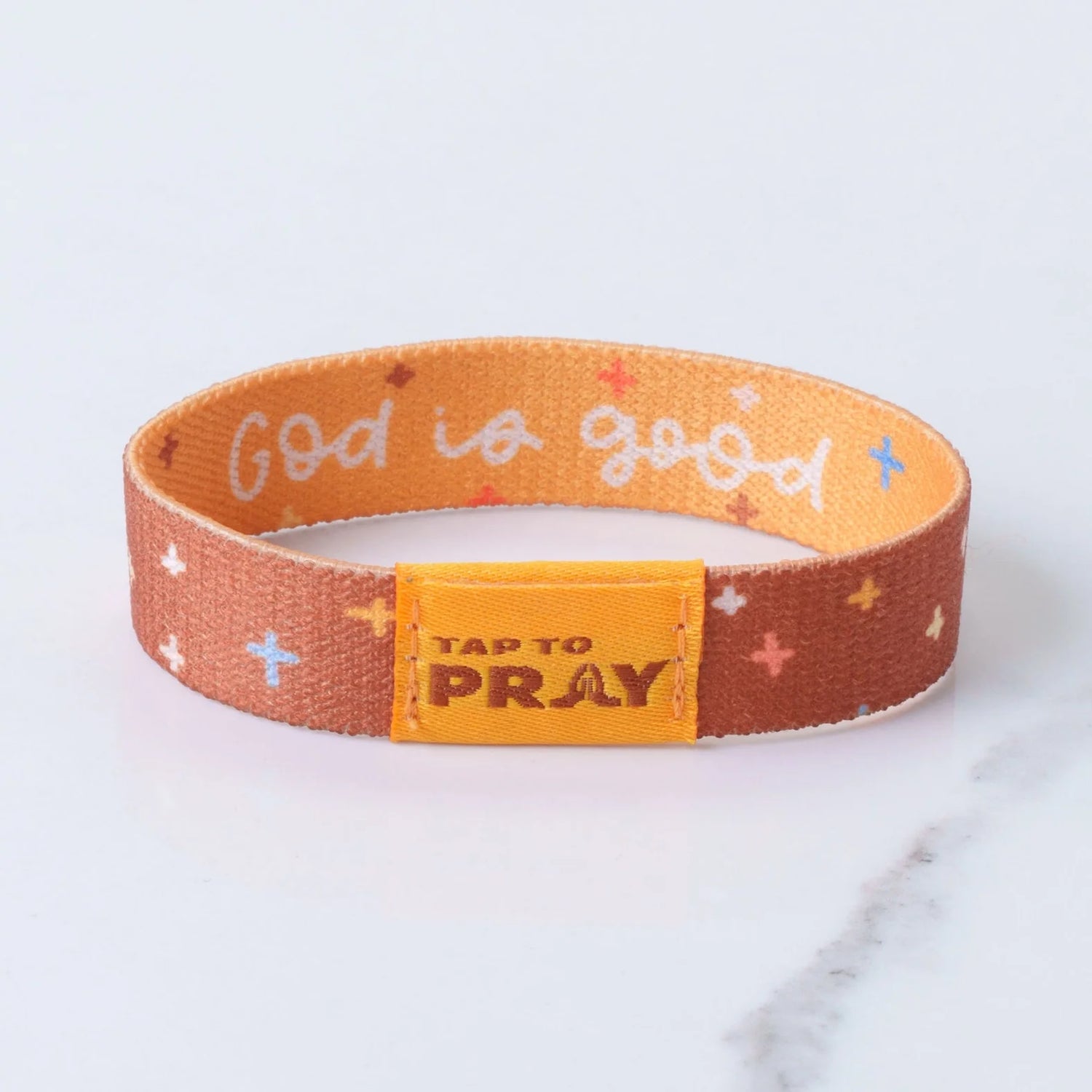God is Good Orange Tap to Pray Wristband