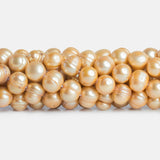 9x11mm Champagne Ringed Baroque Freshwater Pearls 16 inch