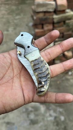 Pearlridge Damascus Folder 7" Handmade Mother of Pearl Lock Back by JW SteelCrafts, product image 11