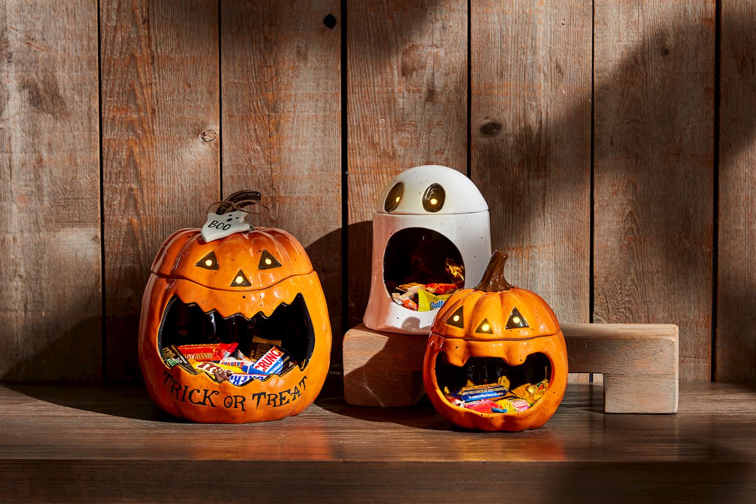 Orange Ceramic Jack-O’-Lantern Open Mouth Candy Container