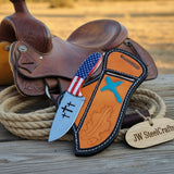 Liberty Cross Ranch Knife 7" Handmade American Flag, Engraved by JW SteelCrafts