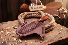 Crimson Grain Bull Cutter Knife 7" Handmade High Carbon Steel with wood handle by JW SteelCrafts, product image 2