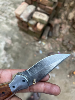 Dusty Trail Pocket Knife 7" Handmade Damascus Steel Folding Knife | JW Steelcrafts by JW SteelCrafts, product image 9