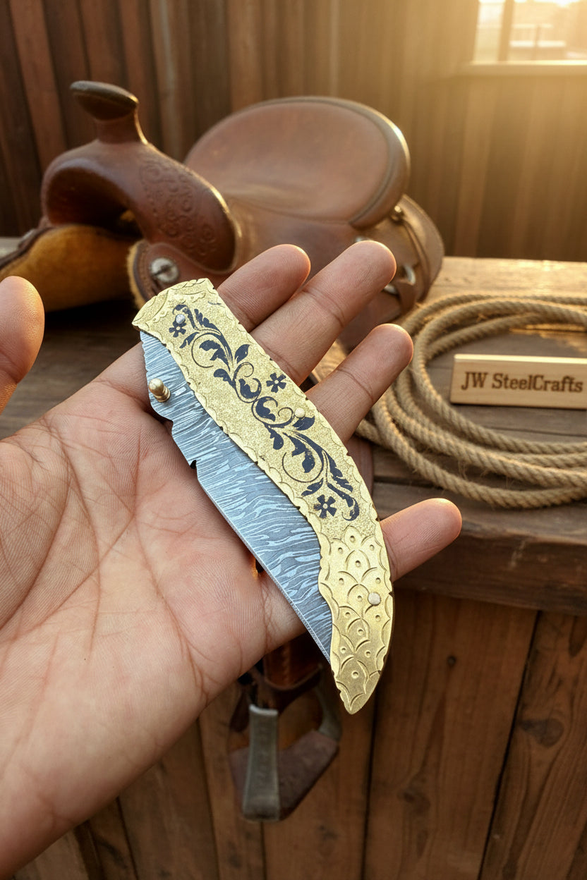 Calligraphy Engraved Brass Folder Knife 10