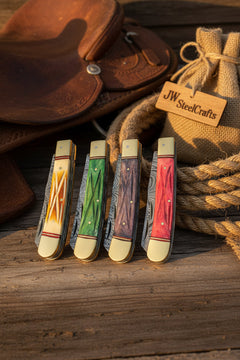 Ranchfold Pocket Folding Knife Set 7.5" Handmade Set of 4 by JW SteelCrafts, product image 2
