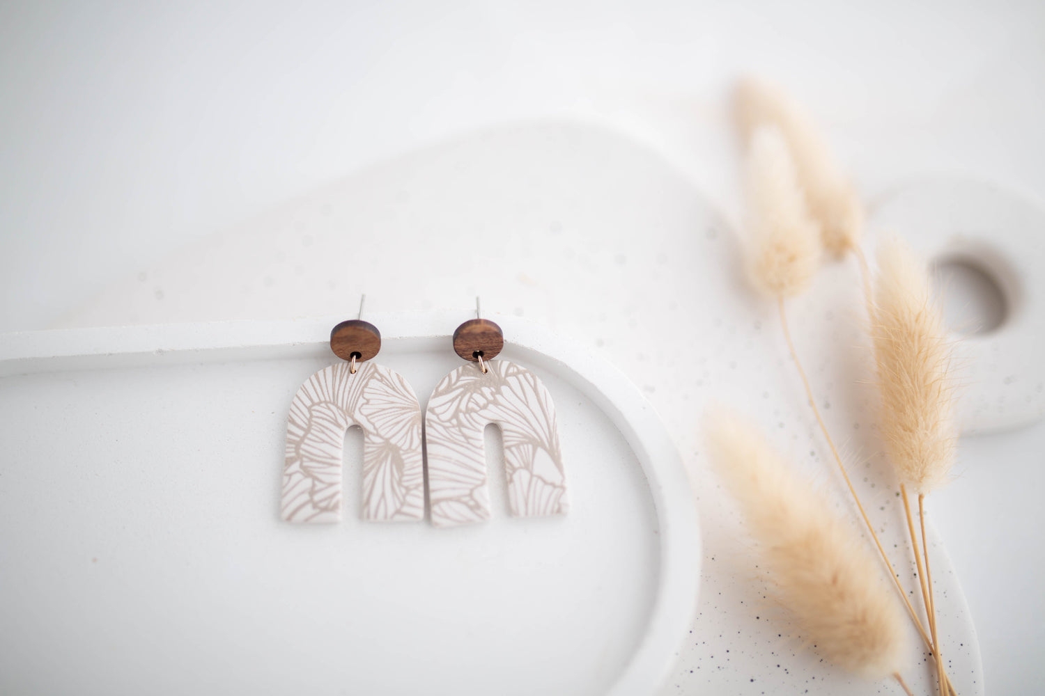 Clay Earrings | Imprint Dangles | All Things Neutral Collection