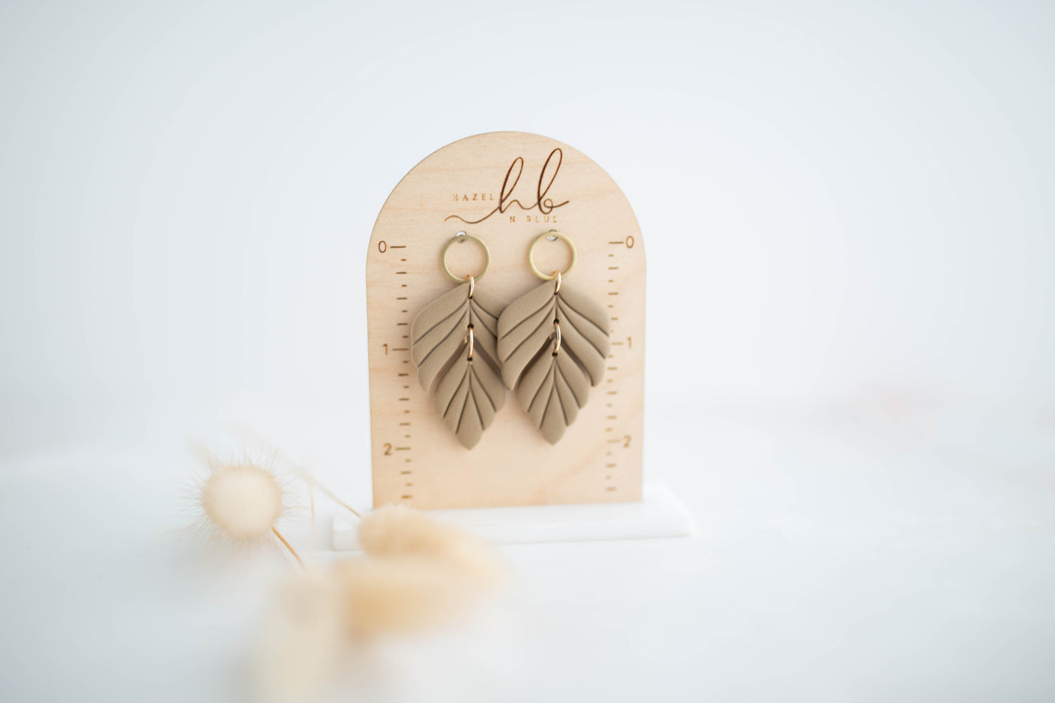 Clay Earrings | Leaf Dangles | All Things Neutral Collection