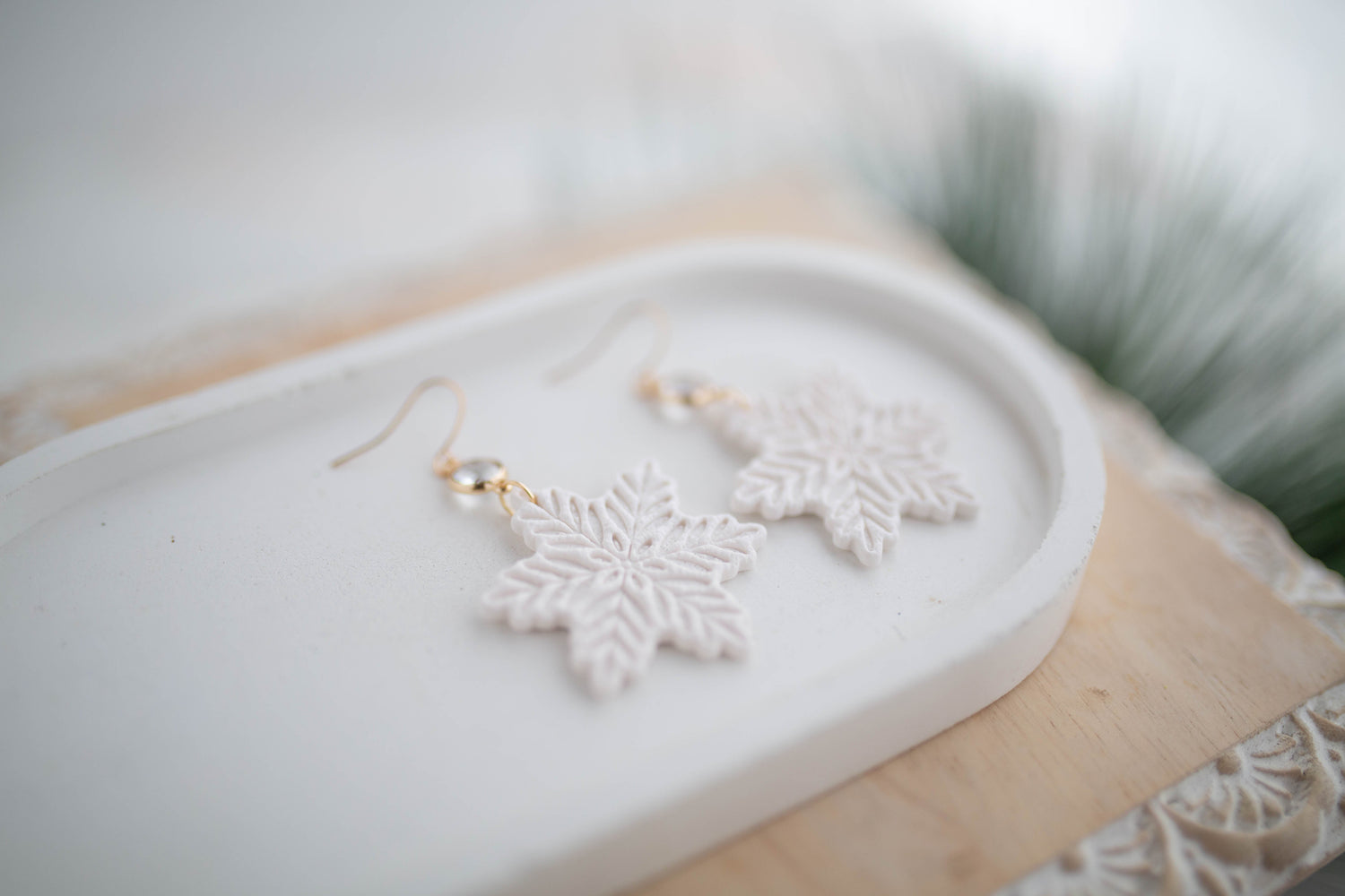 Clay Earrings | Lg. Snowflake Dangles | Jingle+Joy Collection