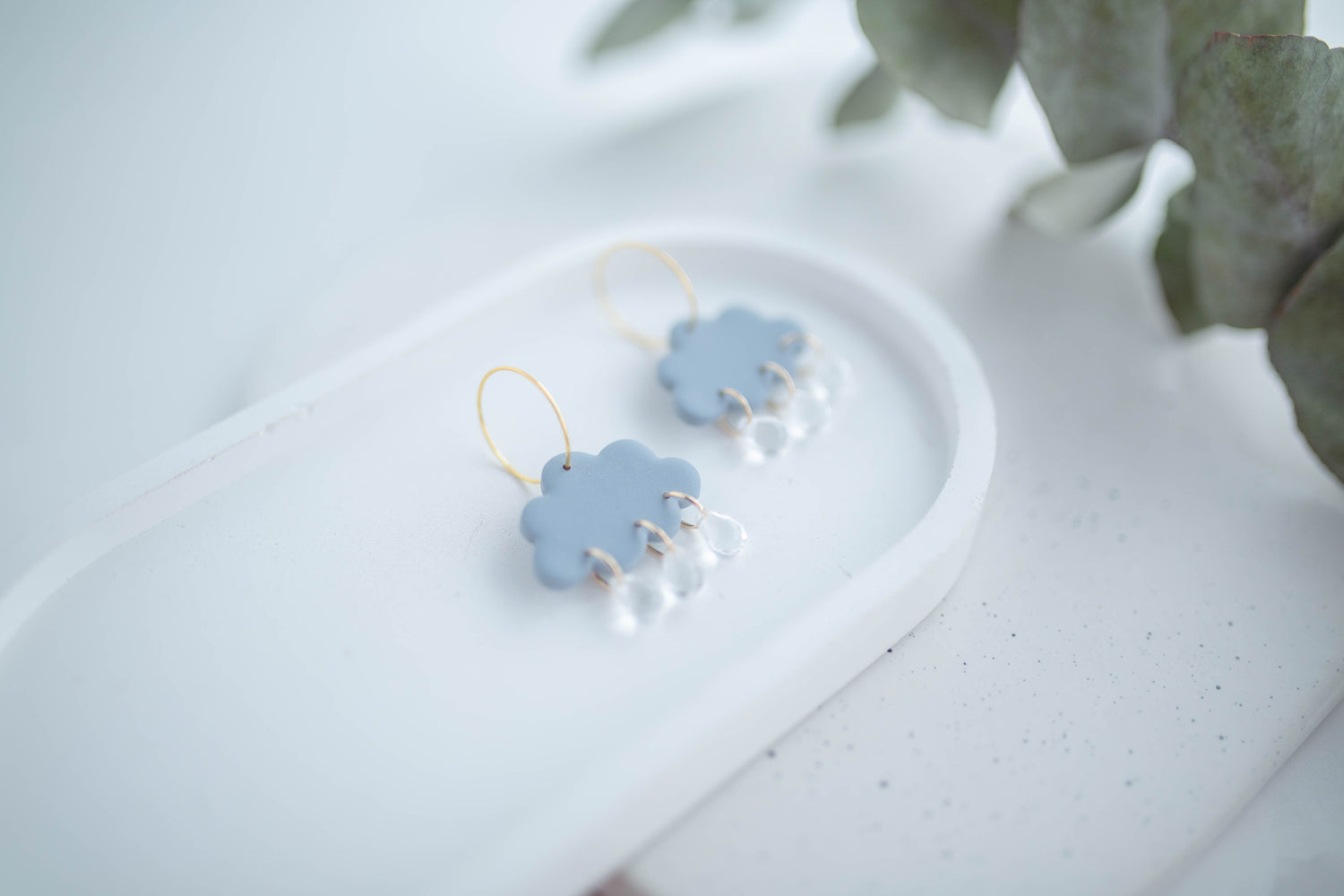 Clay Earrings | Rain + Storm Cloud Hoops | In Bloom Collection