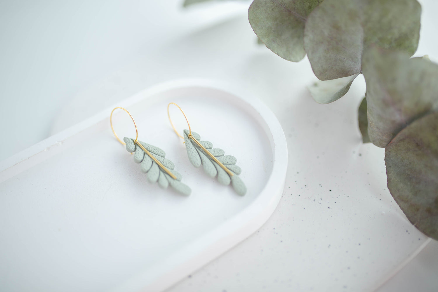 Clay Earrings | Long Leaf Hoops | In Bloom Collection
