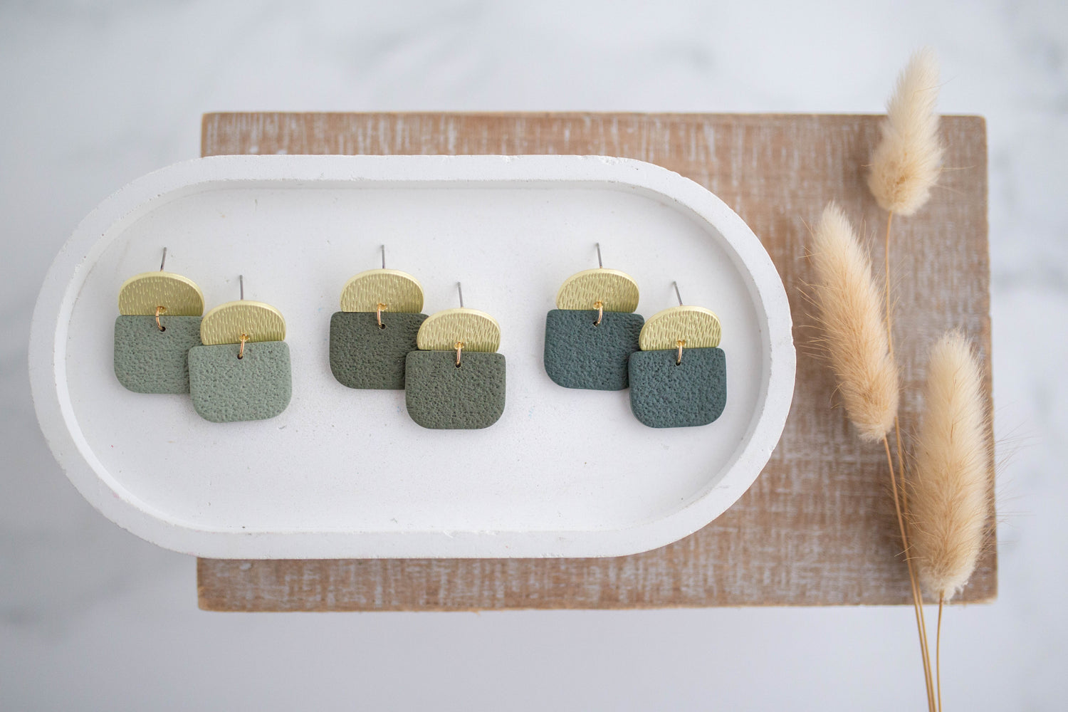 Clay Earrings | Square Dangles | Botanica Collection