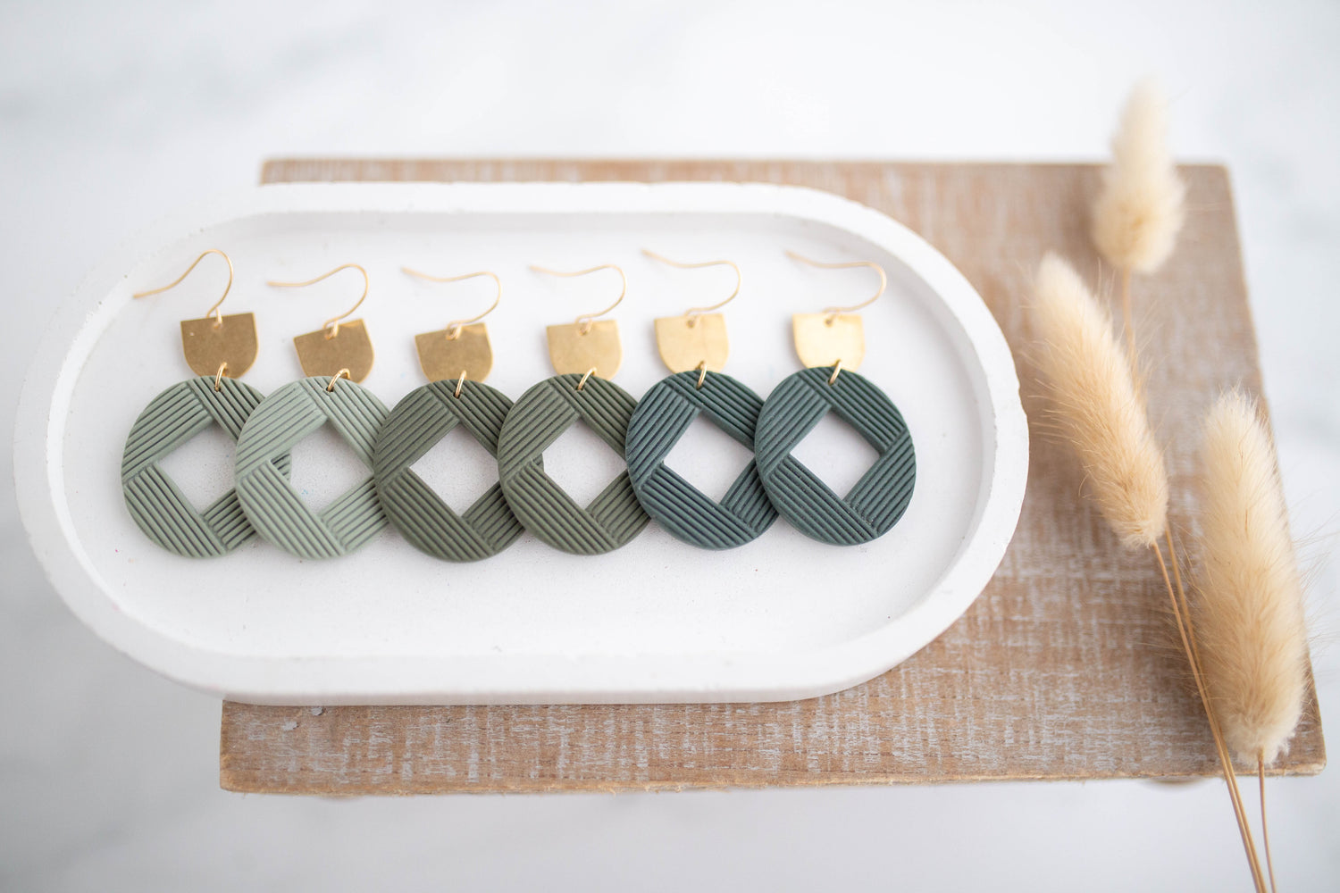 Clay Earrings | Imprint Dangles | Botanica Collection