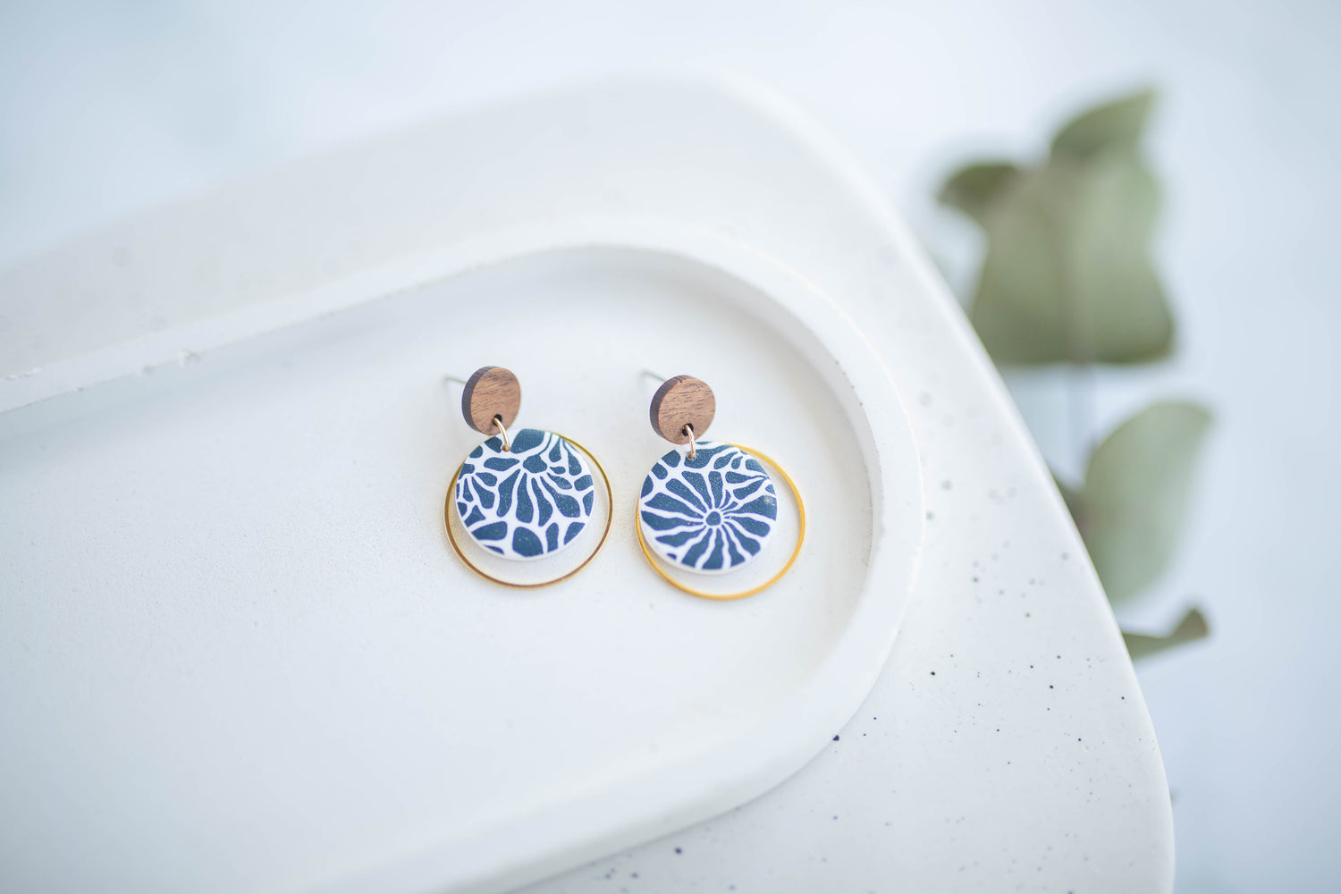 Clay Earrings | Floral Dainty Dangles | Indigo Daydream Collection