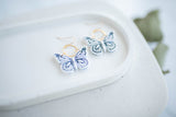 Clay Earrings | Indigo Butterfly Dangles | Indigo Daydream Collection