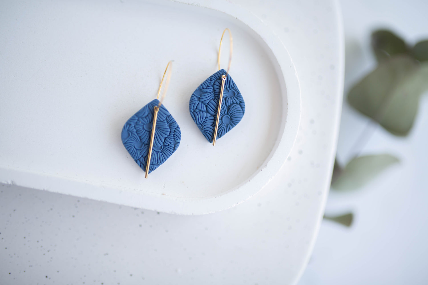 Clay Earrings | Indigo Floral Hoops | Indigo Daydream Collection