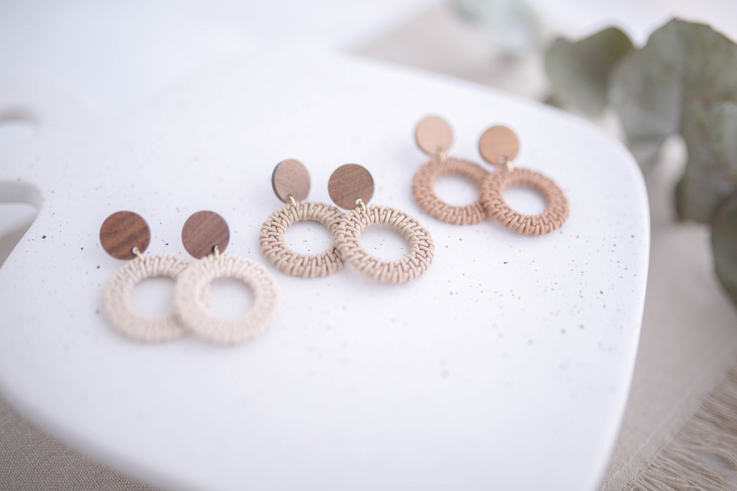 Clay Earrings | Rattan Circles | Picnic Basket Collection