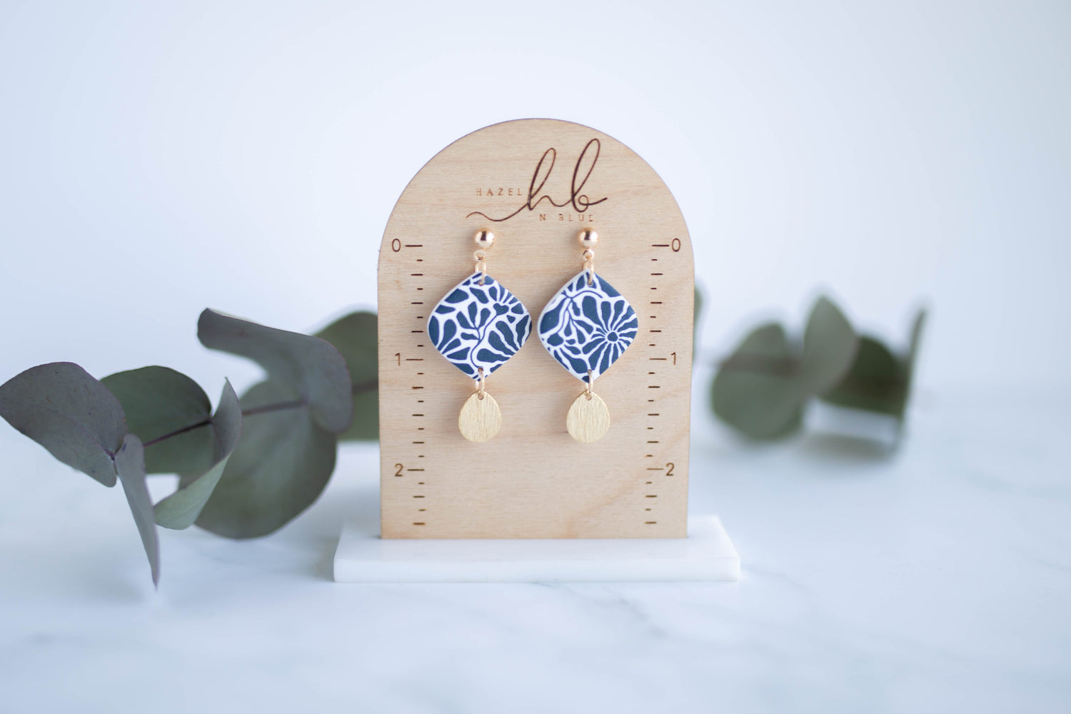 Clay Earrings | Indigo Floral Drops | Indigo Daydream Collection