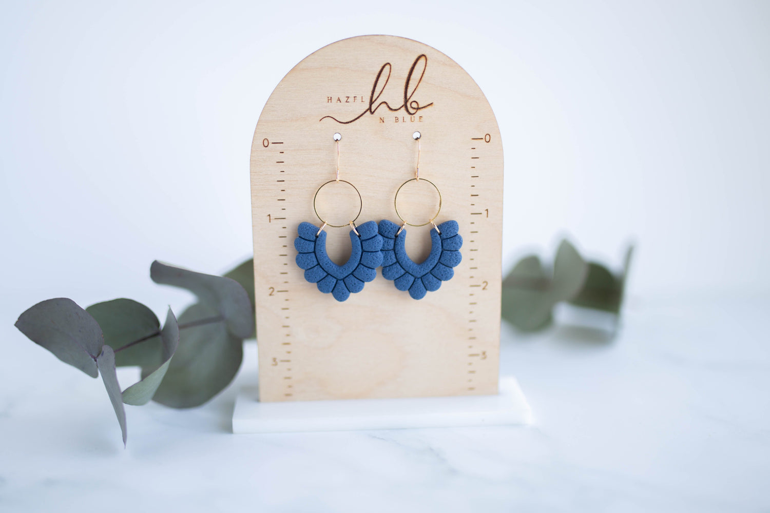 Clay Earrings | Indigo Scallop Dangles | Indigo Daydream Collection