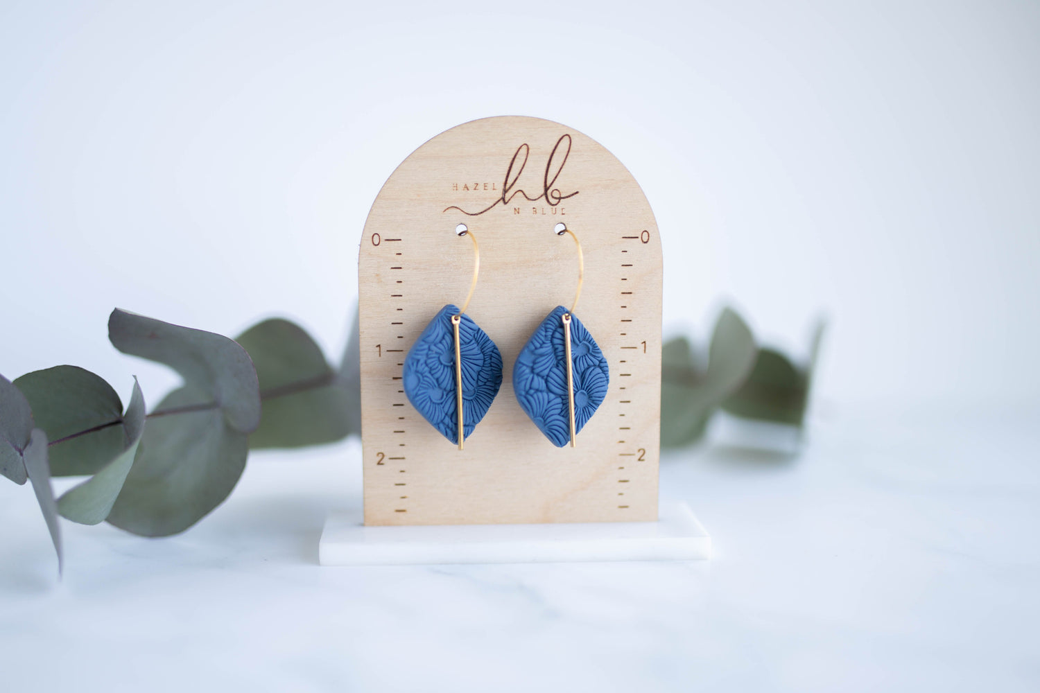 Clay Earrings | Indigo Floral Hoops | Indigo Daydream Collection