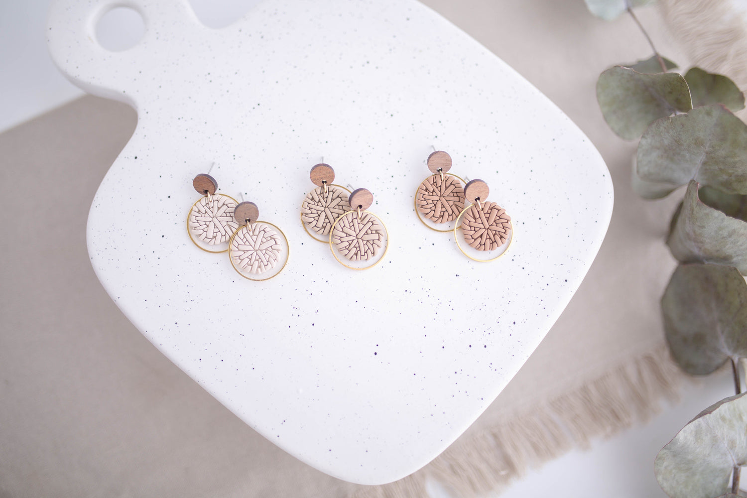 Clay Earrings | Rattan Dainty Dangles | Picnic Basket Collection