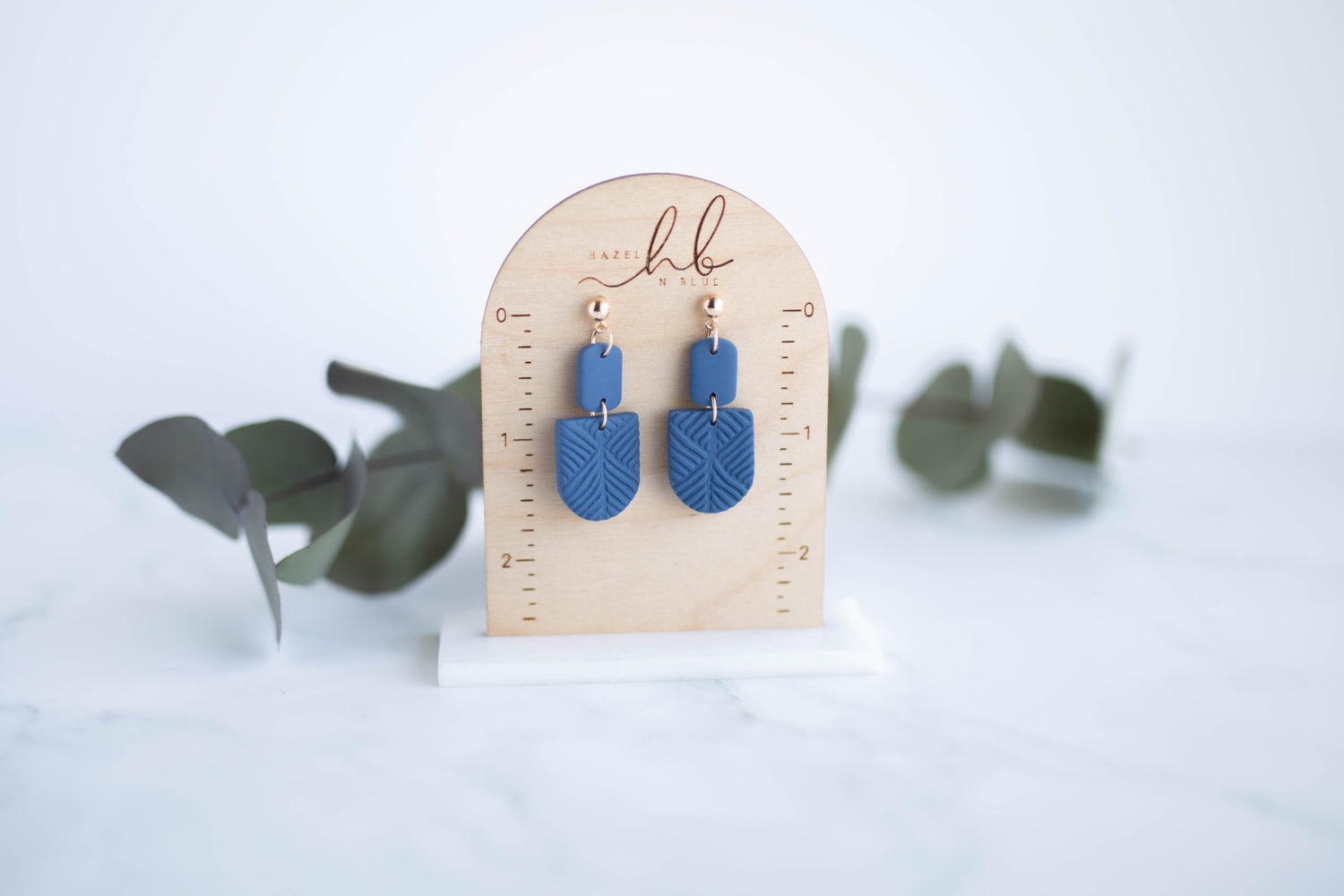 Clay Earrings | Indigo Geometric Dangles | Indigo Daydream Collection