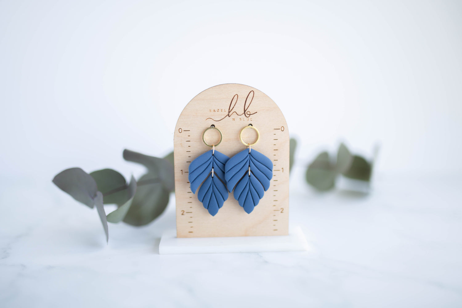 Clay Earrings | Indigo Leaf Dangles | Indigo Daydream Collection