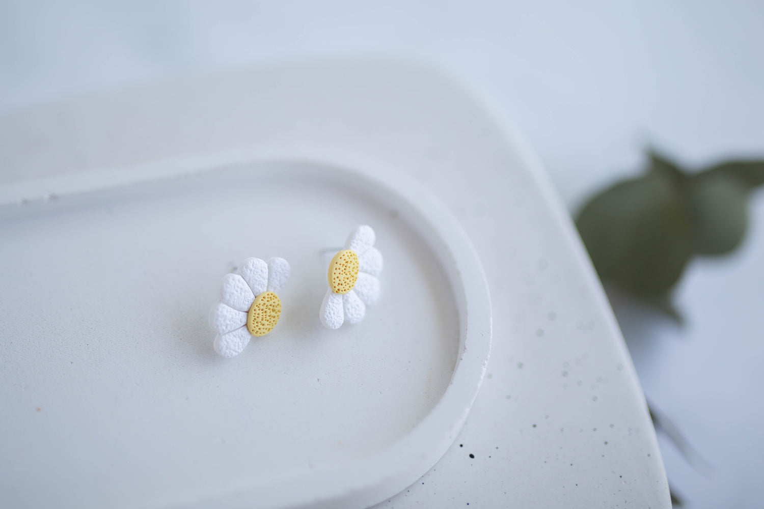 Clay Earrings | Sunshine Daisy Studs | Indigo Daydream Collection