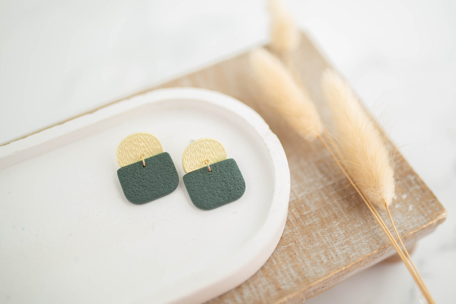 Clay Earrings | Square Dangles | Botanica Collection