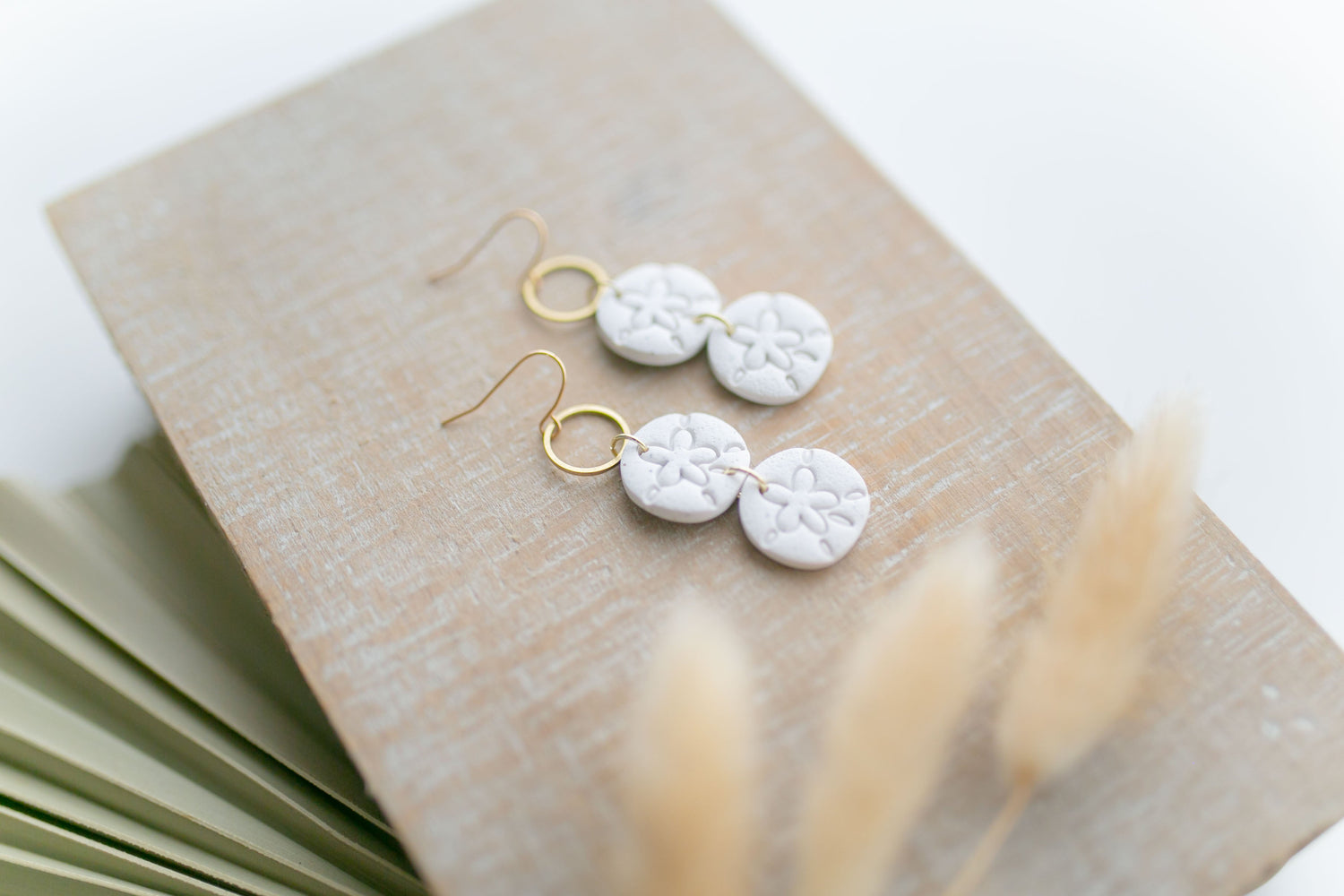 Clay earring | Cream Mini Sand Dollars | Beach Collection