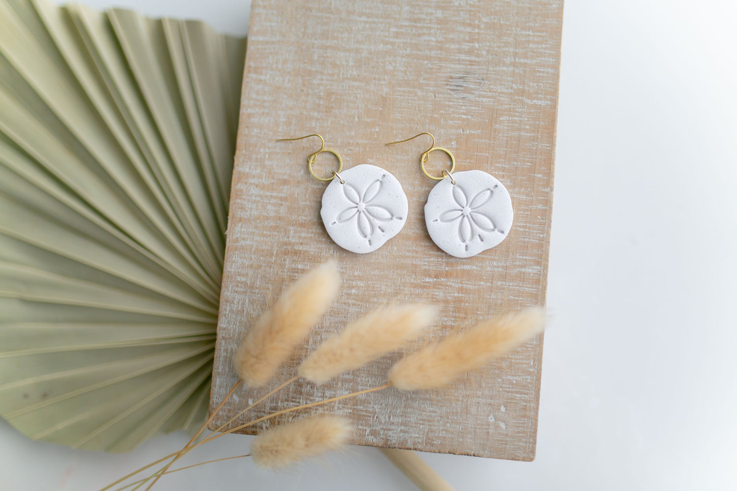 Clay earring | Cream Sand Dollars | Beach Collection