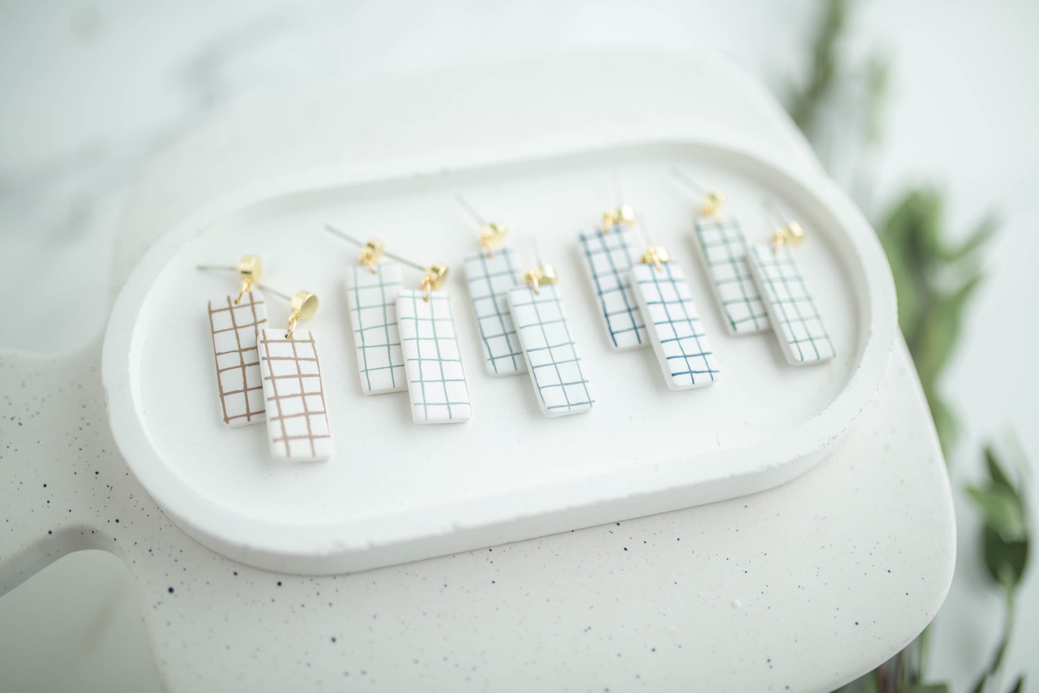Clay Earrings | Lined Dangles | Earth+Sky Collection