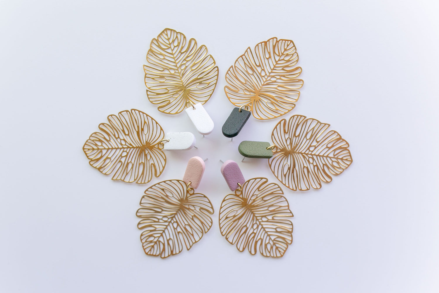 Clay earring | Cream Beachy Leaves | Beach Collection