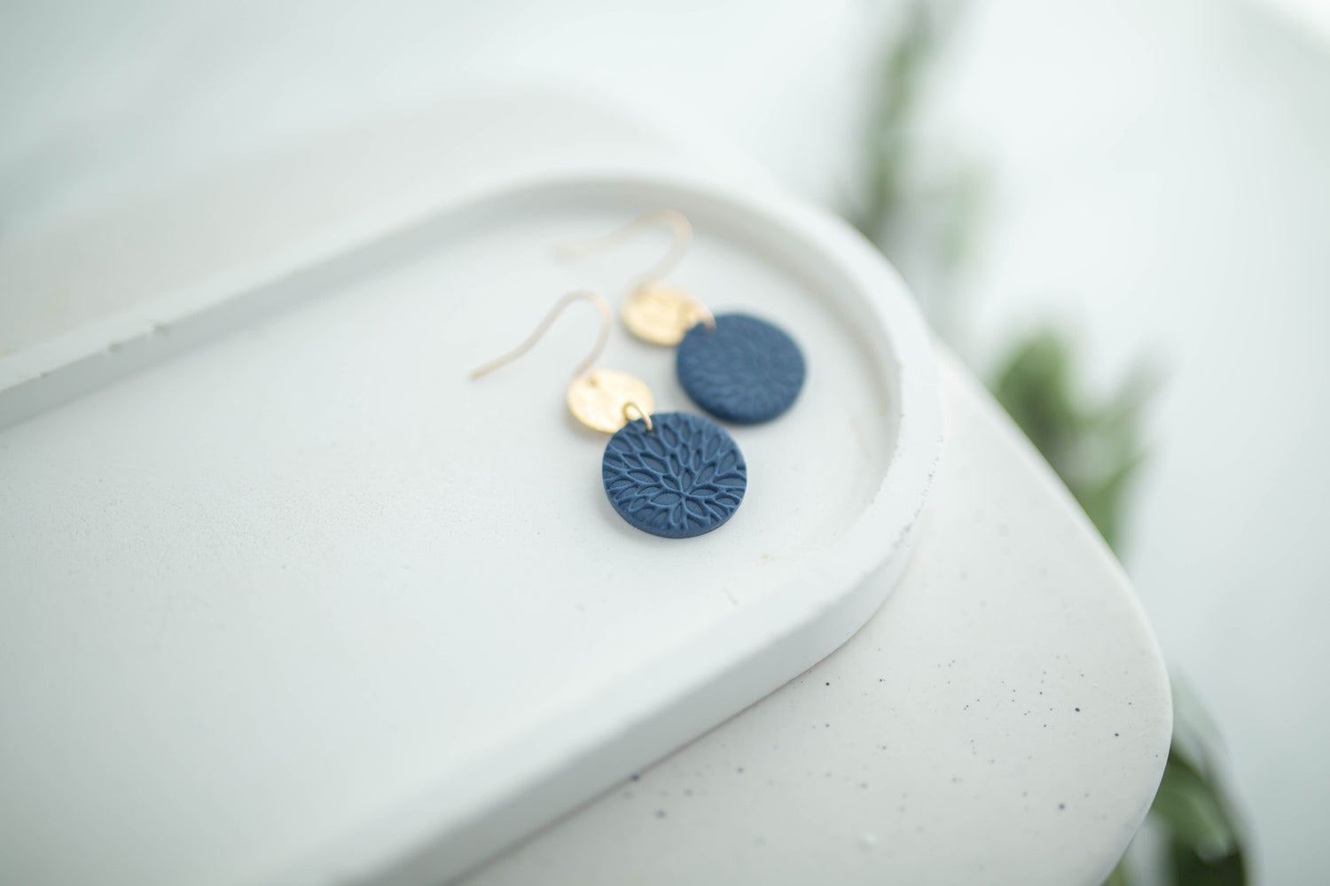 Clay Earrings | Circle Imprint Dangles ( Sm ) | Earth+Sky Collection