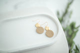 Clay Earrings | Circle Imprint Dangles ( Sm ) | Earth+Sky Collection
