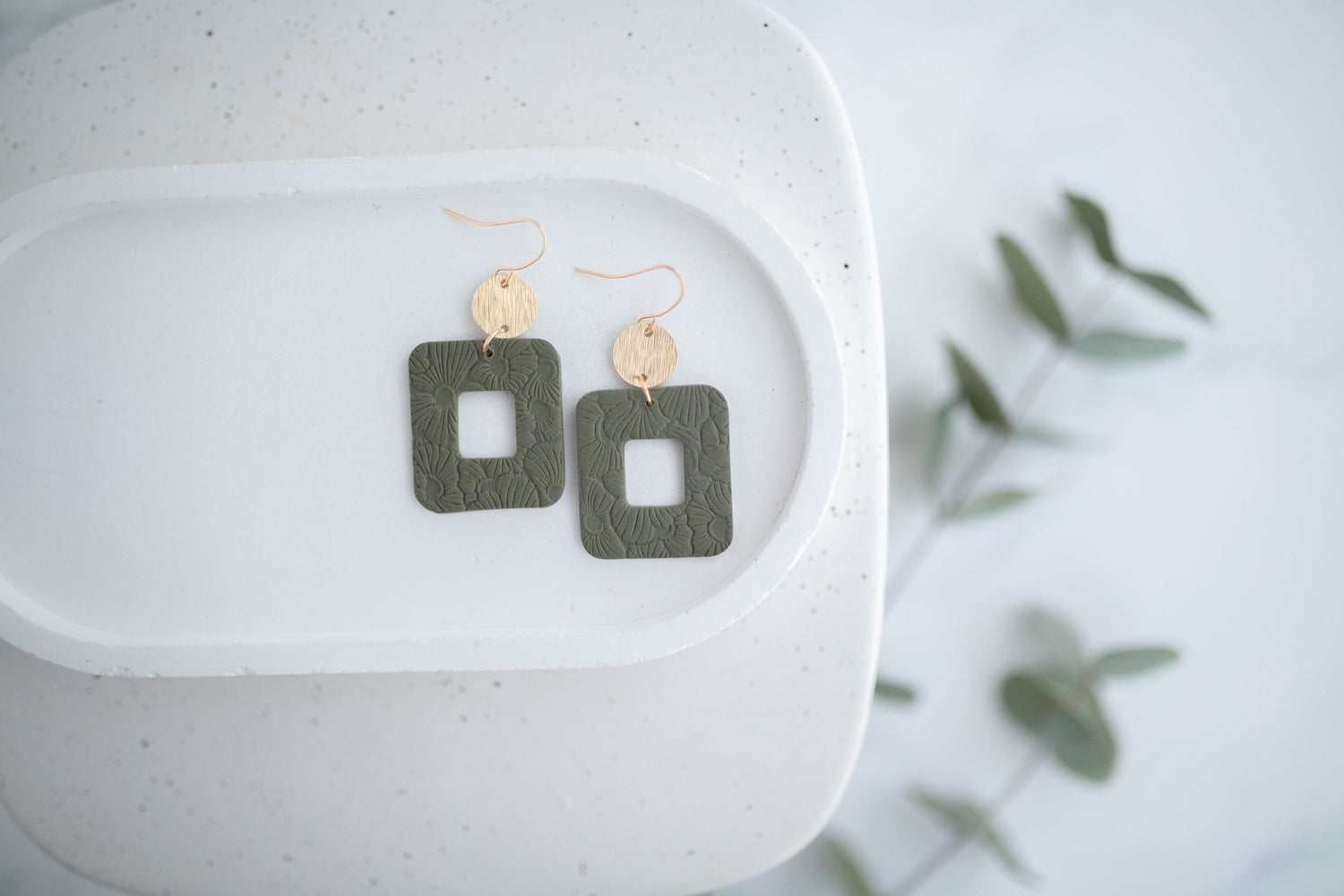 Clay Earrings | Floral Rectangle Dangles | Spring Fling Collection