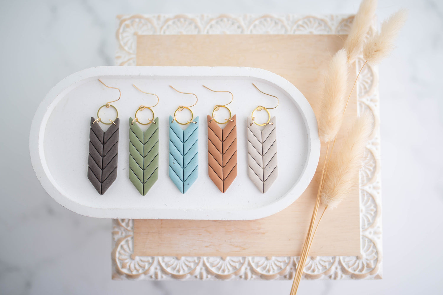 Clay Earrings | Fletching Dangles | Cozy Cowgirl Collection
