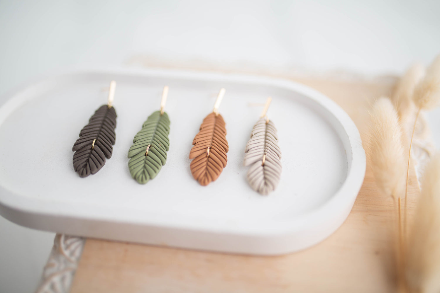 Clay Earrings | Feather Dangles | Cozy Cowgirl Collection