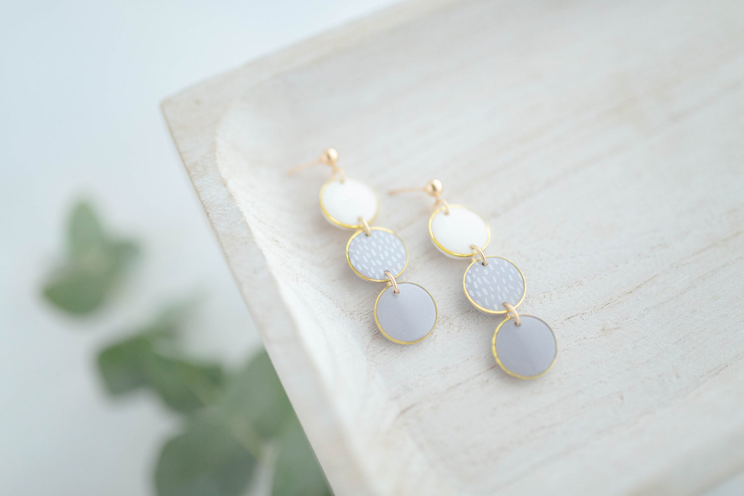 Clay earring | Polka Dot Trio Dangles | Garden Collection