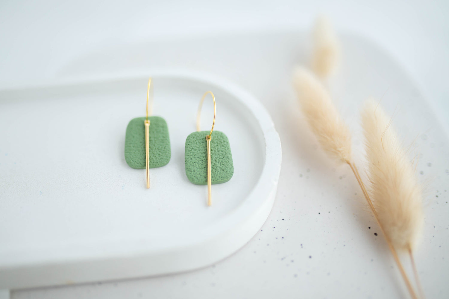 Clay Earrings | Simple Square Hoops | Happy Collection