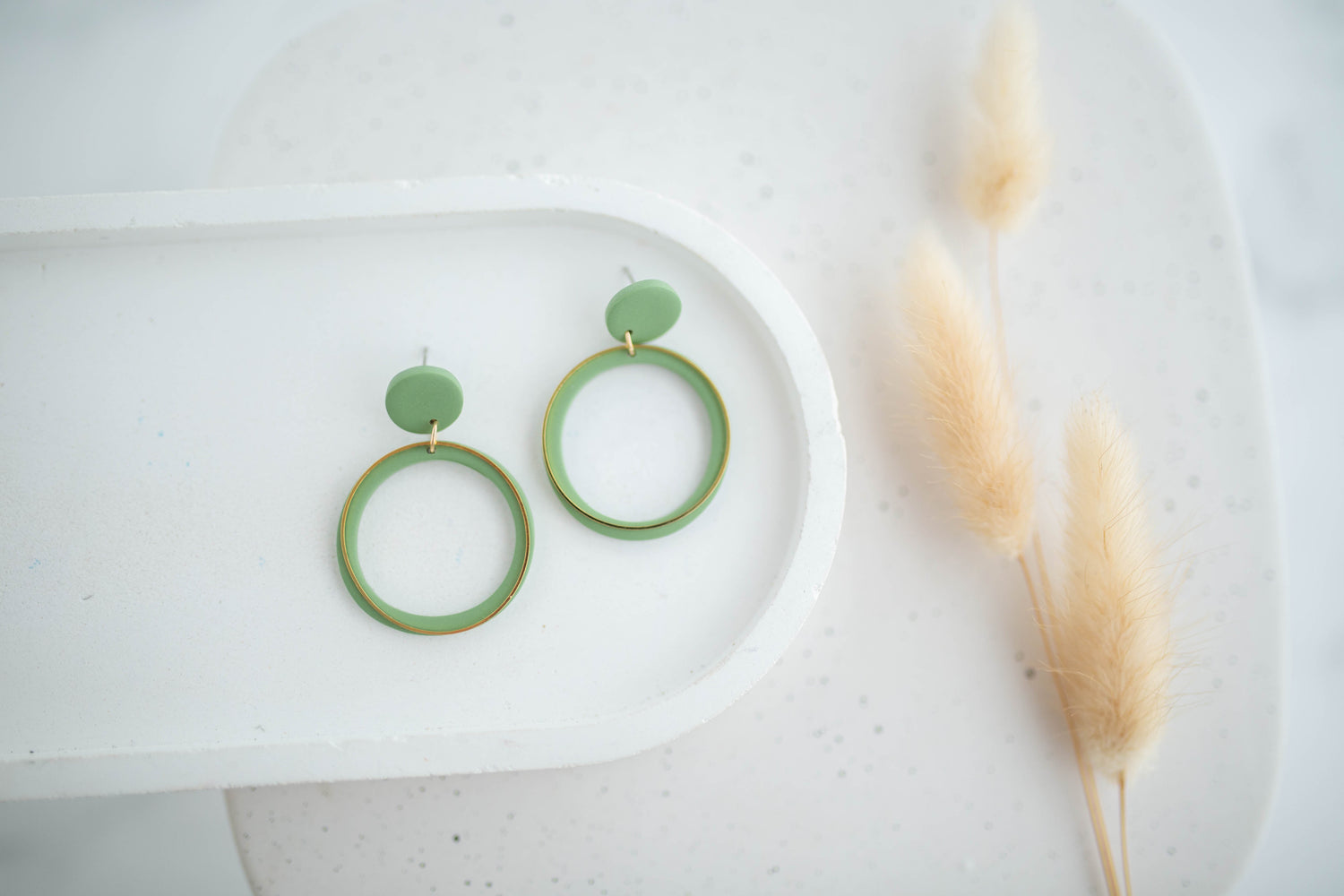 Clay Earrings | Simple Circle Dangles | Happy Collection