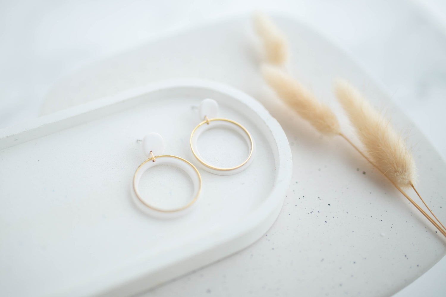 Clay Earrings | Simple Circle Dangles | Happy Collection