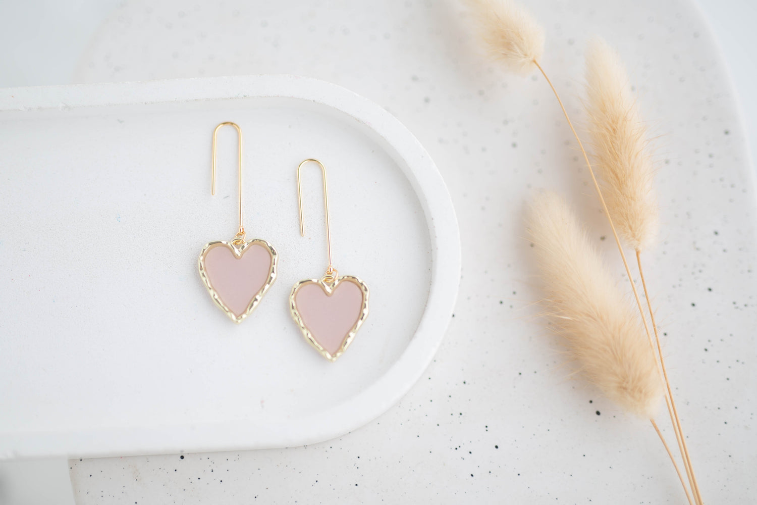 Clay Earrings | Longline Heart Dangles | Wild Love Collection