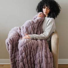 Double Ruched Faux Fur Throw Blankets by Saranoni, product image 41
